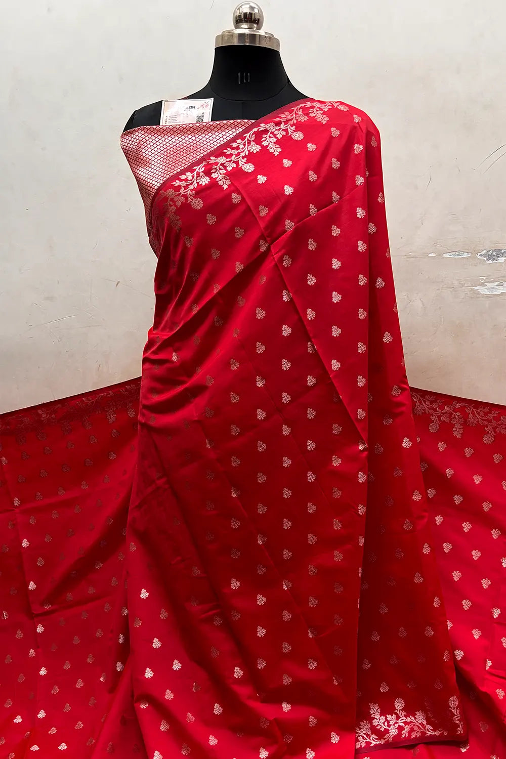 Red Semi Katan Silk Banarasi Saree