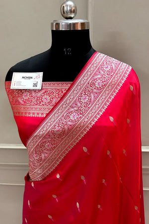 Red Tilak Buti Katan Silk Banarasi Saree