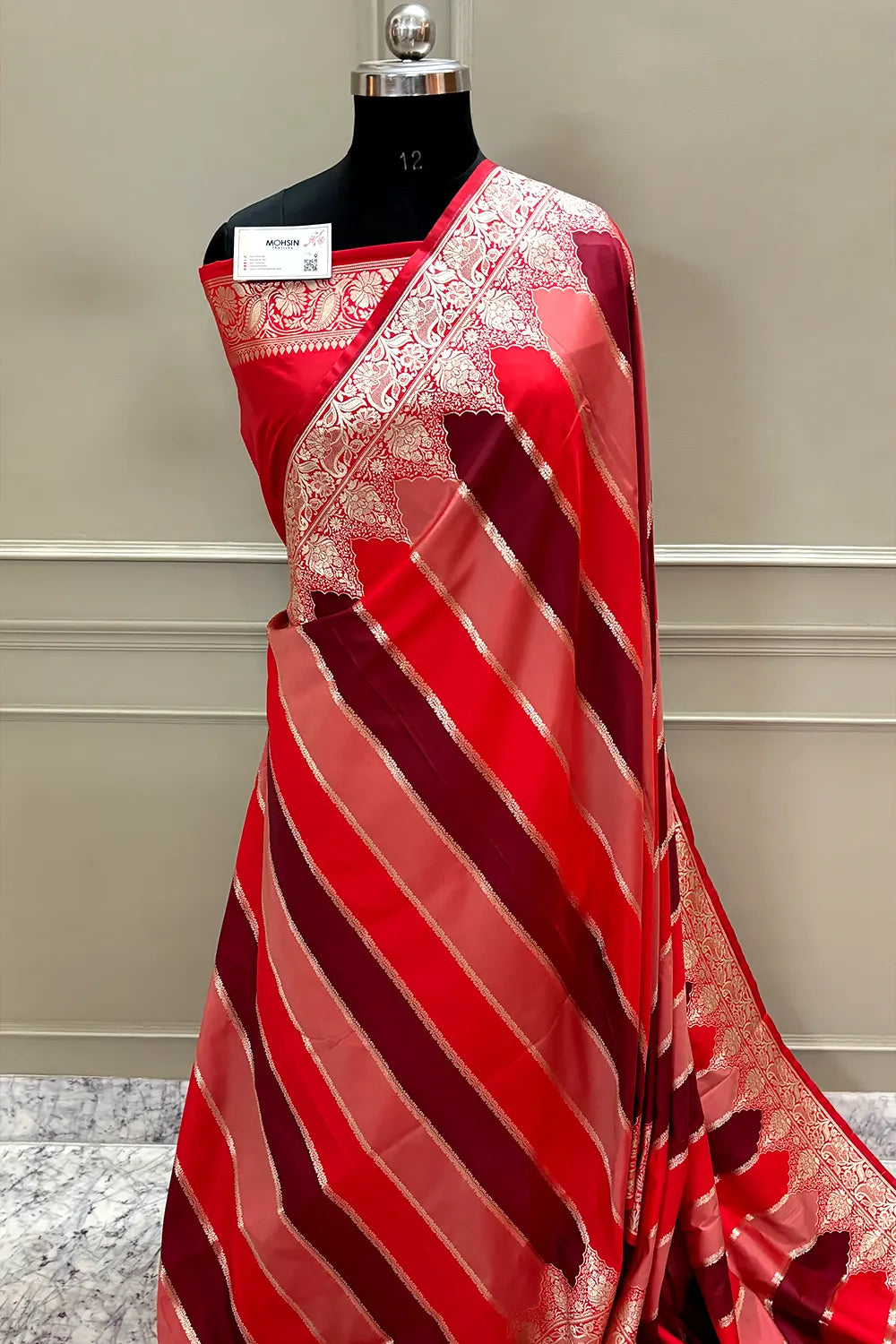Red Wine Rangkaat Katan Silk Banarasi Saree