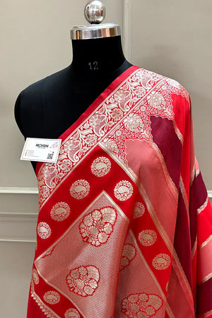 Red Wine Rangkaat Katan Silk Banarasi Saree