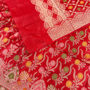 Red Yoga Jaal Cotton Silk Banarasi Suit