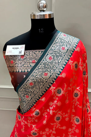 Red Zari Banarasi Silk Saree