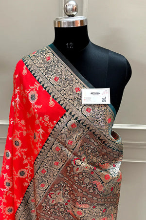 Red Zari Banarasi Silk Saree