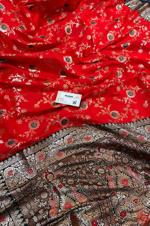 Red Zari Banarasi Silk Saree