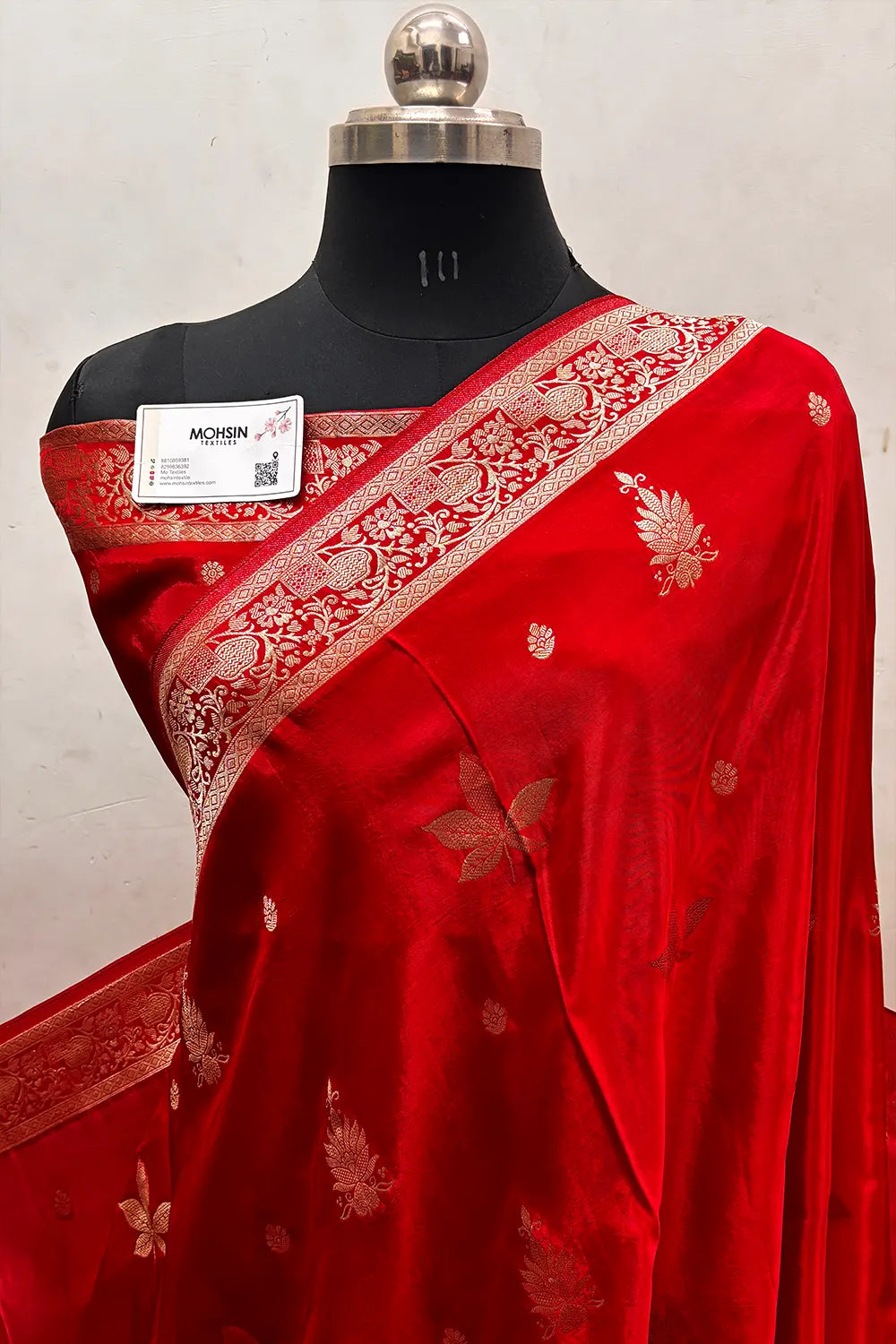 Red Zari Viscose Georgette Silk Banarasi Saree