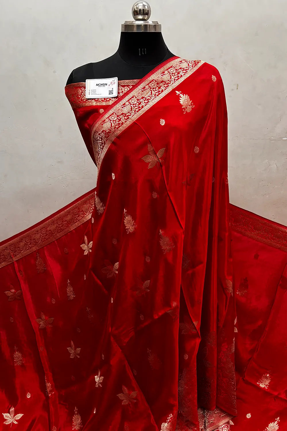 Red Zari Viscose Georgette Silk Banarasi Saree