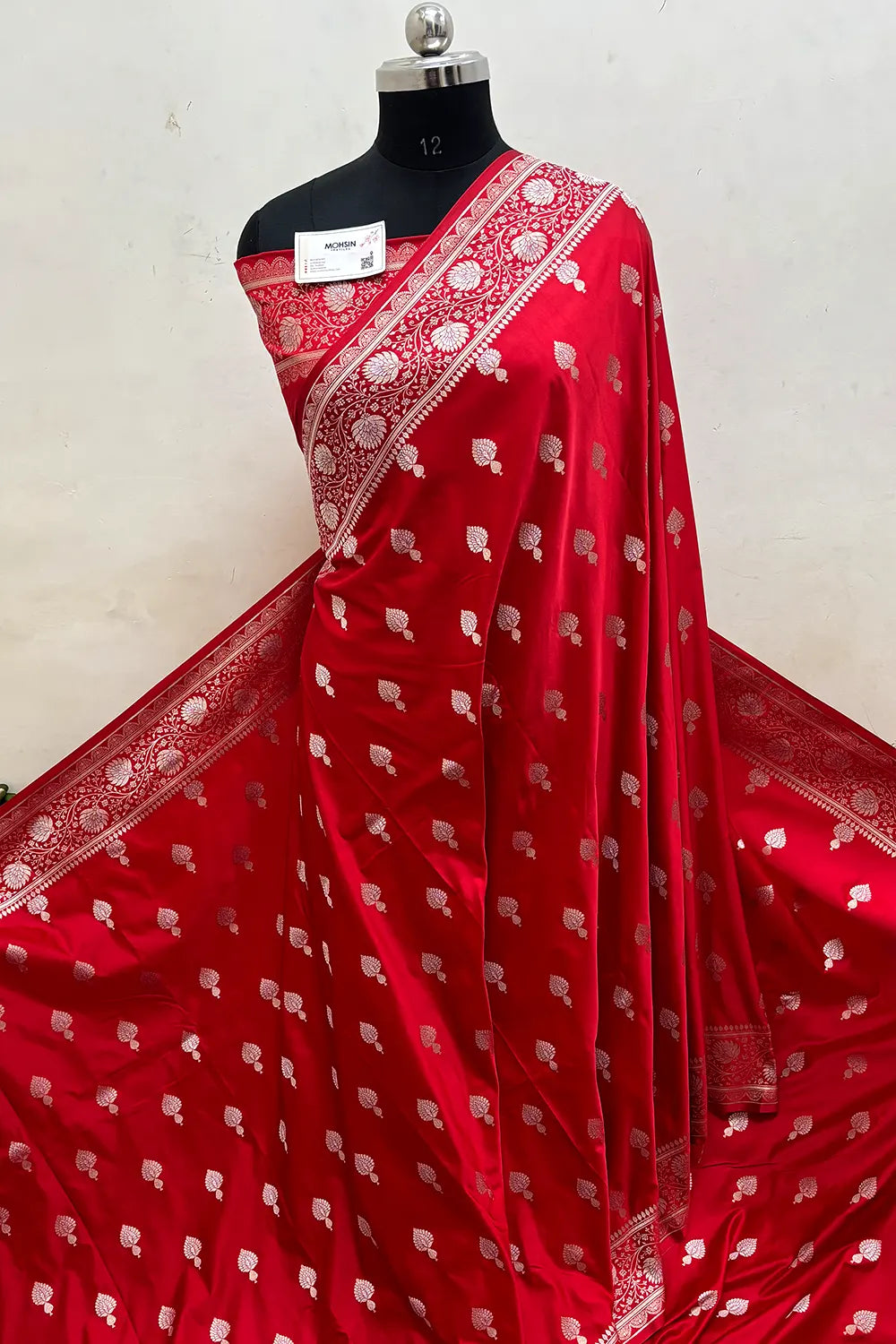 Red Zari Katan Mashru Silk Banarasi Saree