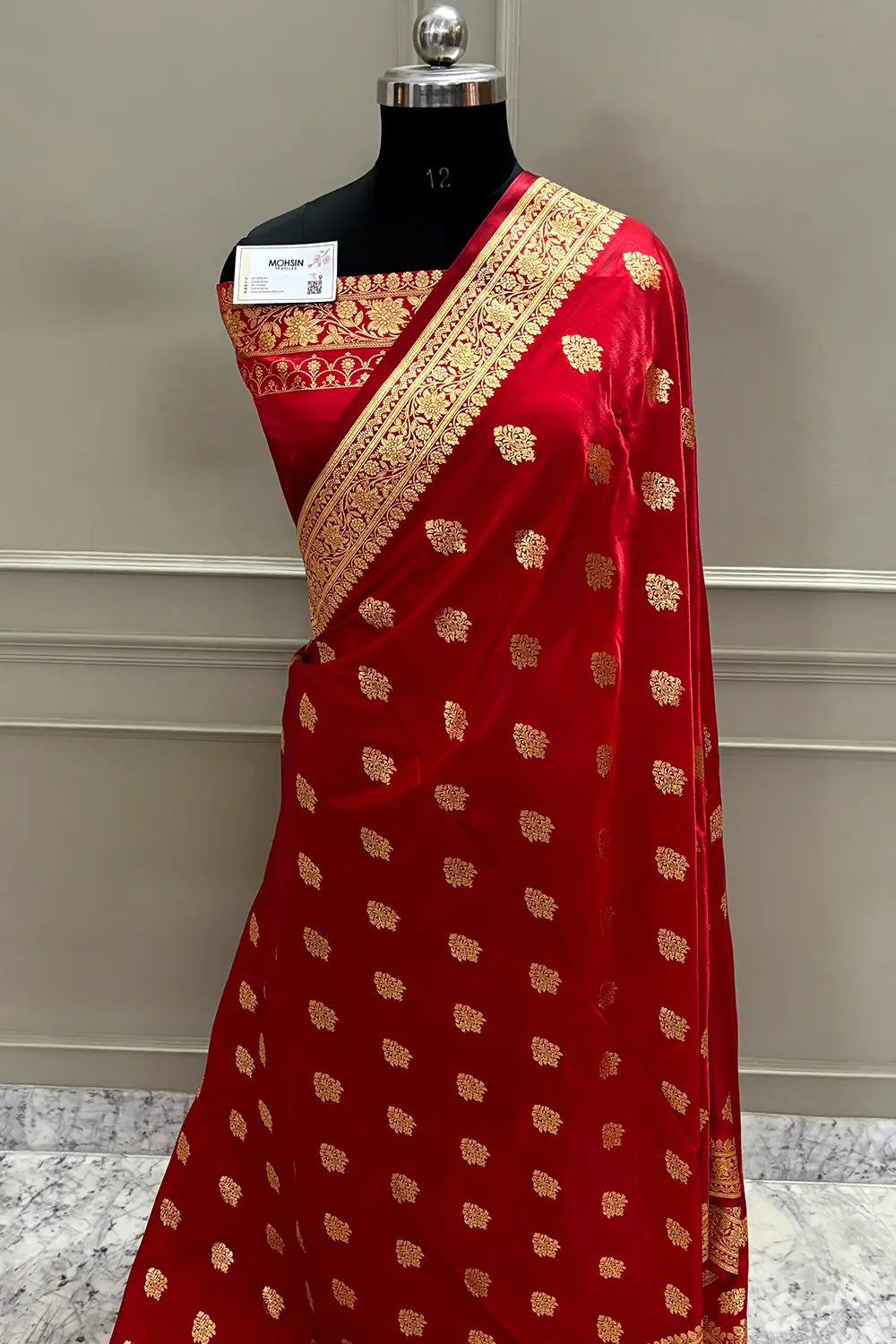 Red Zari Katan Satin Silk Banarasi Saree