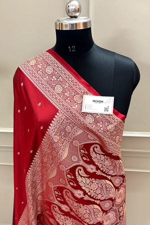 Red Zari Katan Silk Banarasi Saree