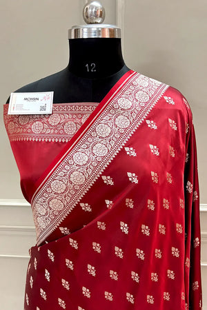 Red Zari Katan Silk Banarasi Saree