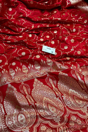 Red Zari Katan Silk Banarasi Saree