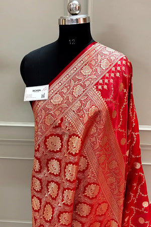Red Zari Katan Silk Banarasi Saree