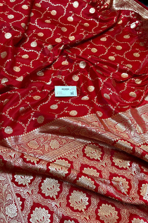 Red Zari Katan Silk Banarasi Saree