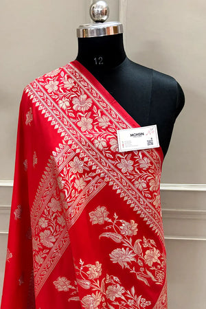 Red Zari Katan Silk Banarasi Saree