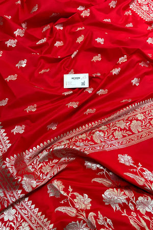 Red Zari Katan Silk Banarasi Saree