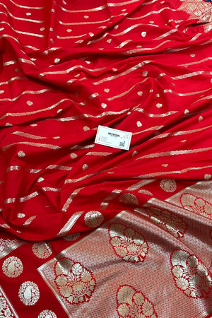 Red Zari Katan Silk Banarasi Saree