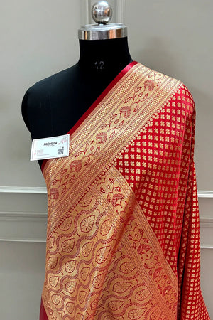 Red Zari Katan Silk Banarasi Saree