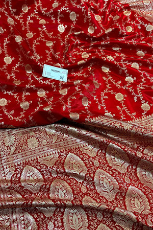 Red Zari Katan Silk Banarasi Saree