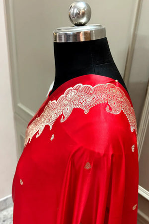 Red Zari Katan Silk Banarasi Saree
