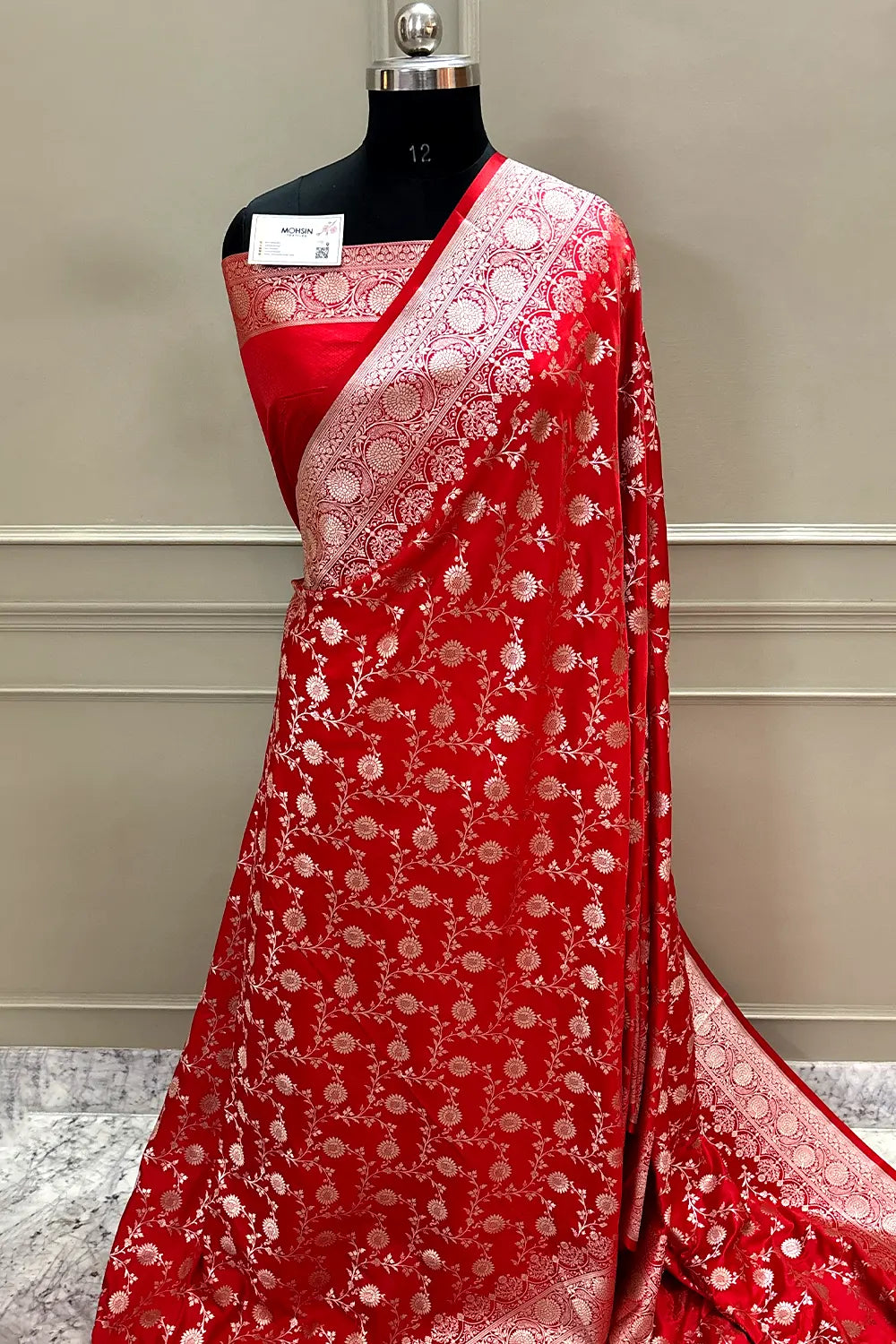 Red Zari Katan Silk Banarasi Saree