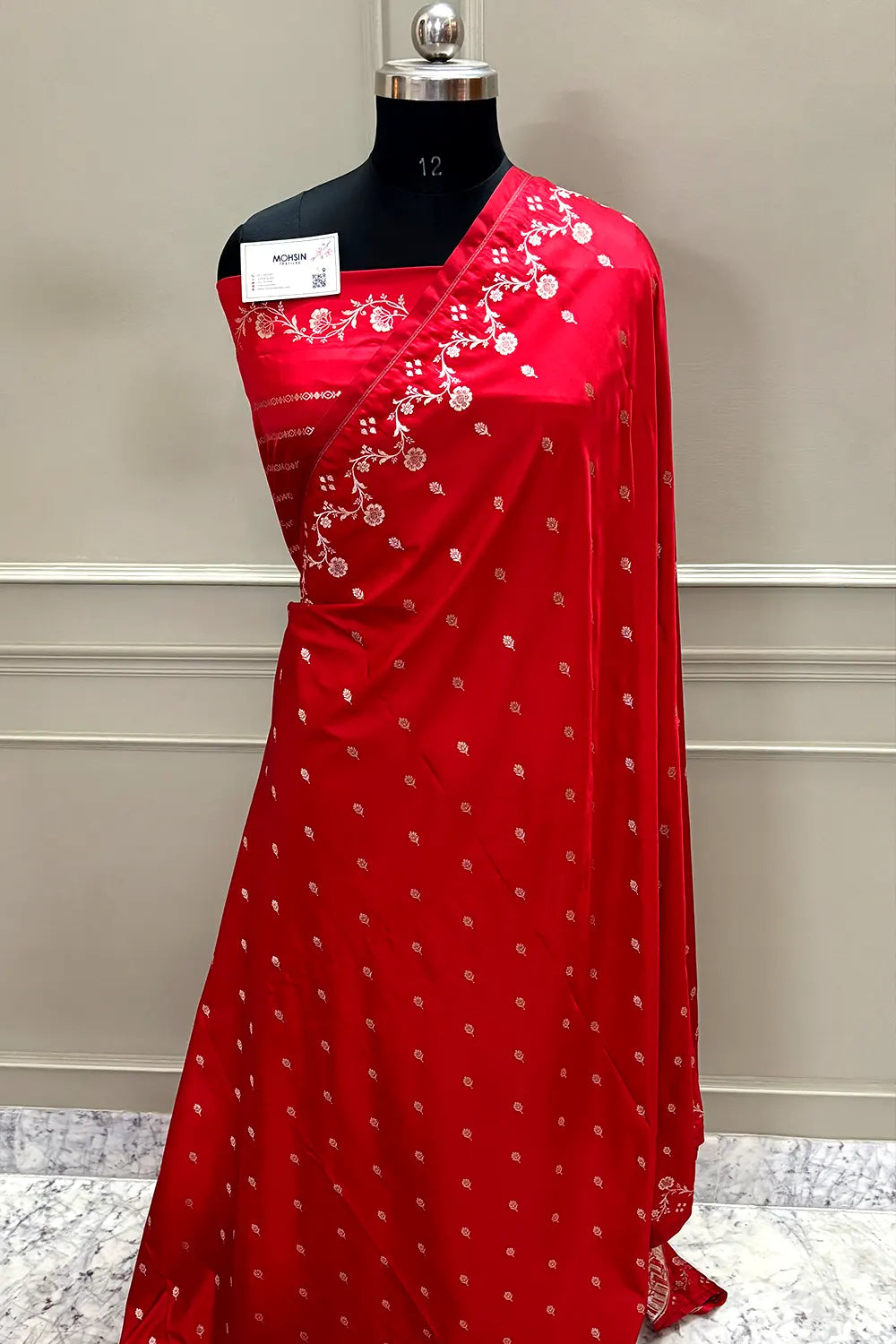 Red Zari Katan Mashru Silk Banarasi Saree