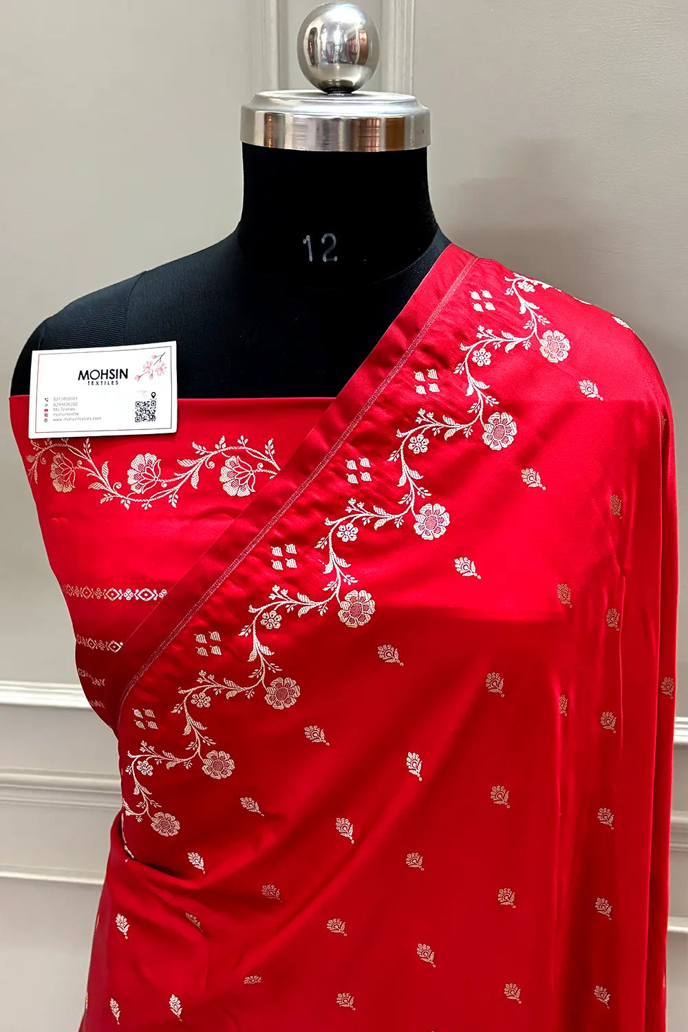 Red Zari Katan Mashru Silk Banarasi Saree