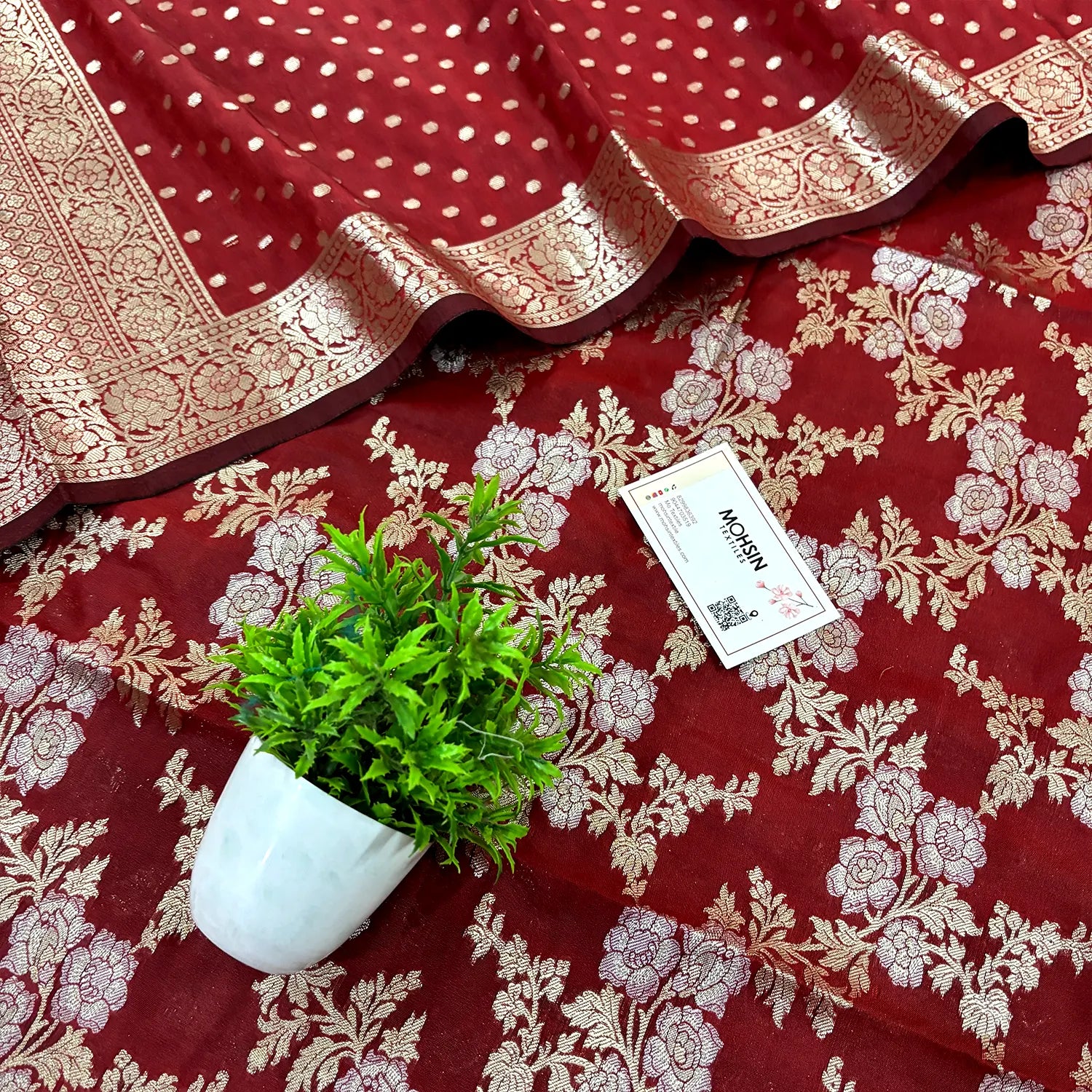 Red Zari Katan Silk Banarasi Suit