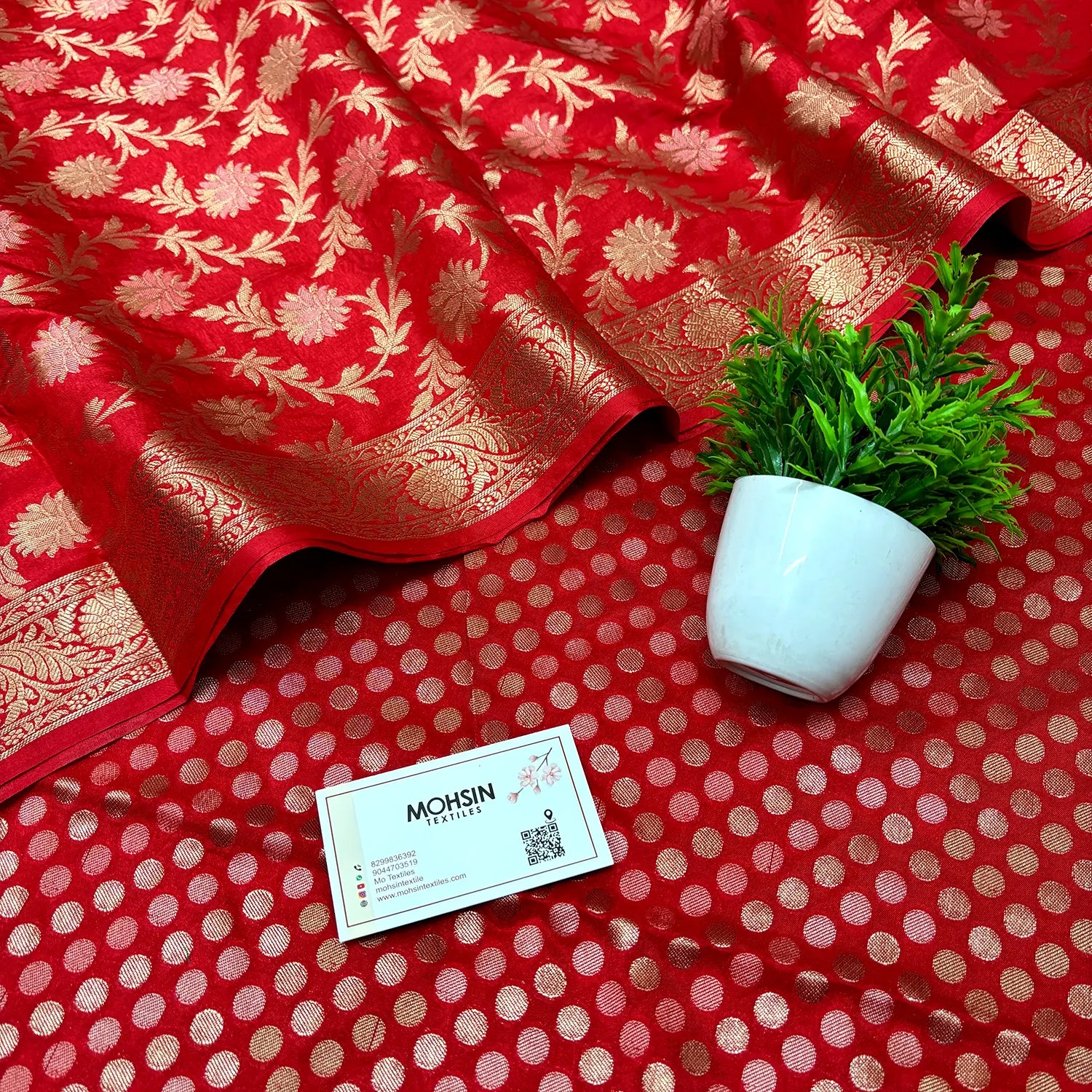 Red Zari Katan Silk Banarasi Suit