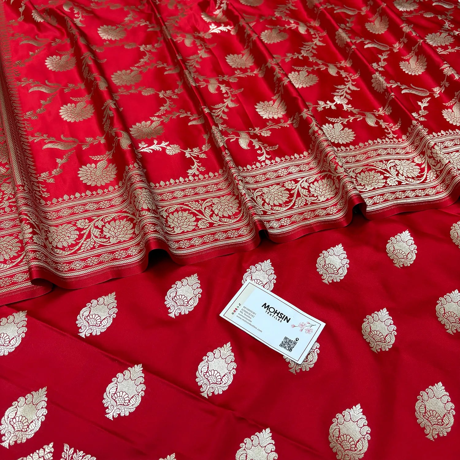 Red Zari Katan Silk Banarasi Suit