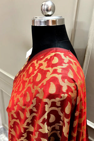 Red Zari Resham Silk Banarasi Saree