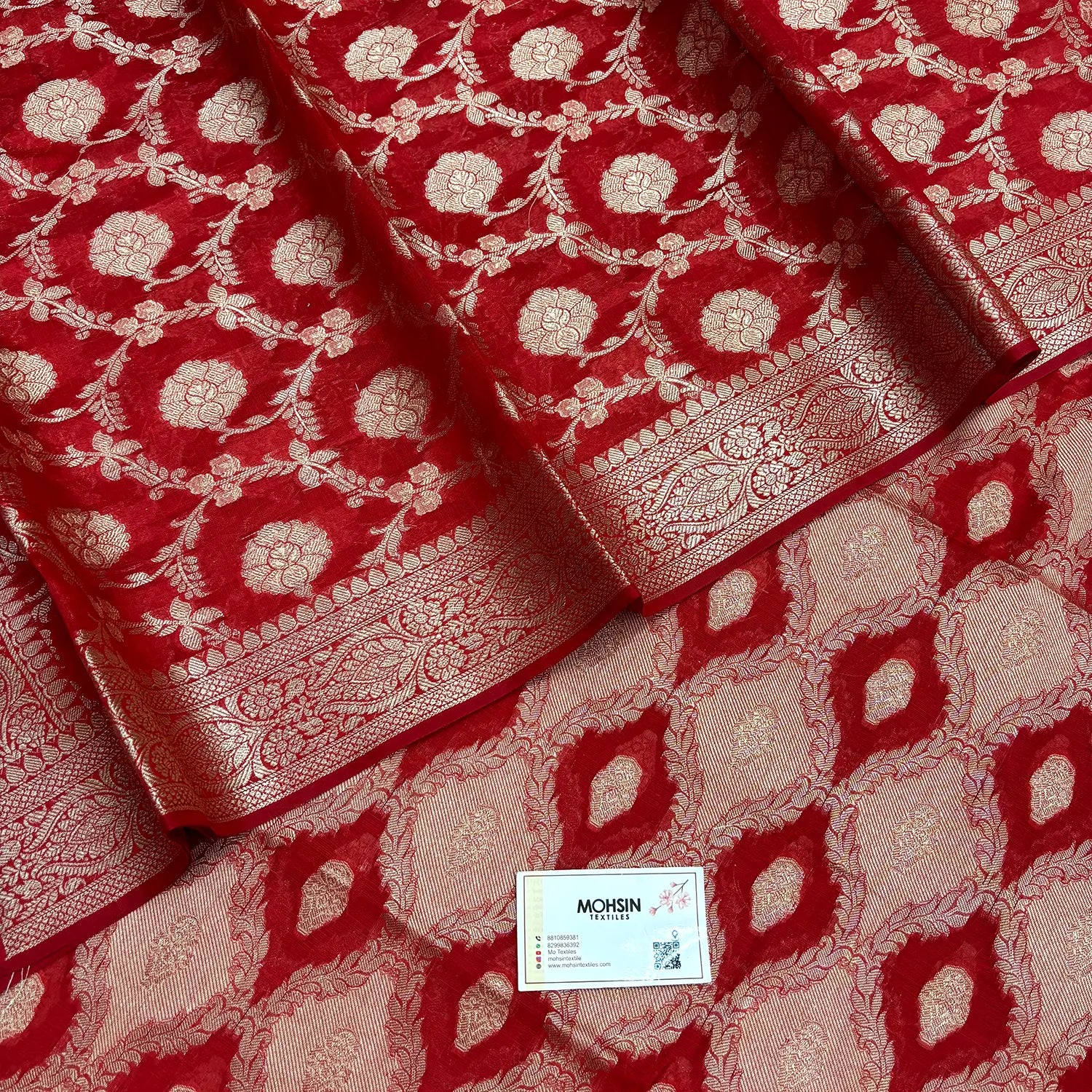 Red Zari Banarasi Silk Suit