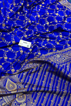 Royal Blue Albeli Jaal Katan Silk Banarasi Saree