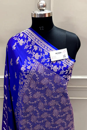 Royal Blue Auda Tejo Katan Silk Banarasi Saree