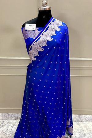 Royal Blue Deepak Buti Katan Silk Banarasi Saree