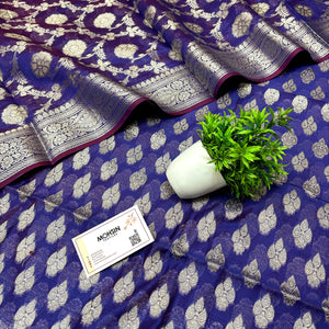 Royal Blue Dracula Buta Banarasi Silk Suit