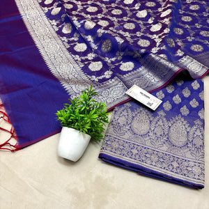 Royal Blue Dracula Buta Banarasi Silk Suit