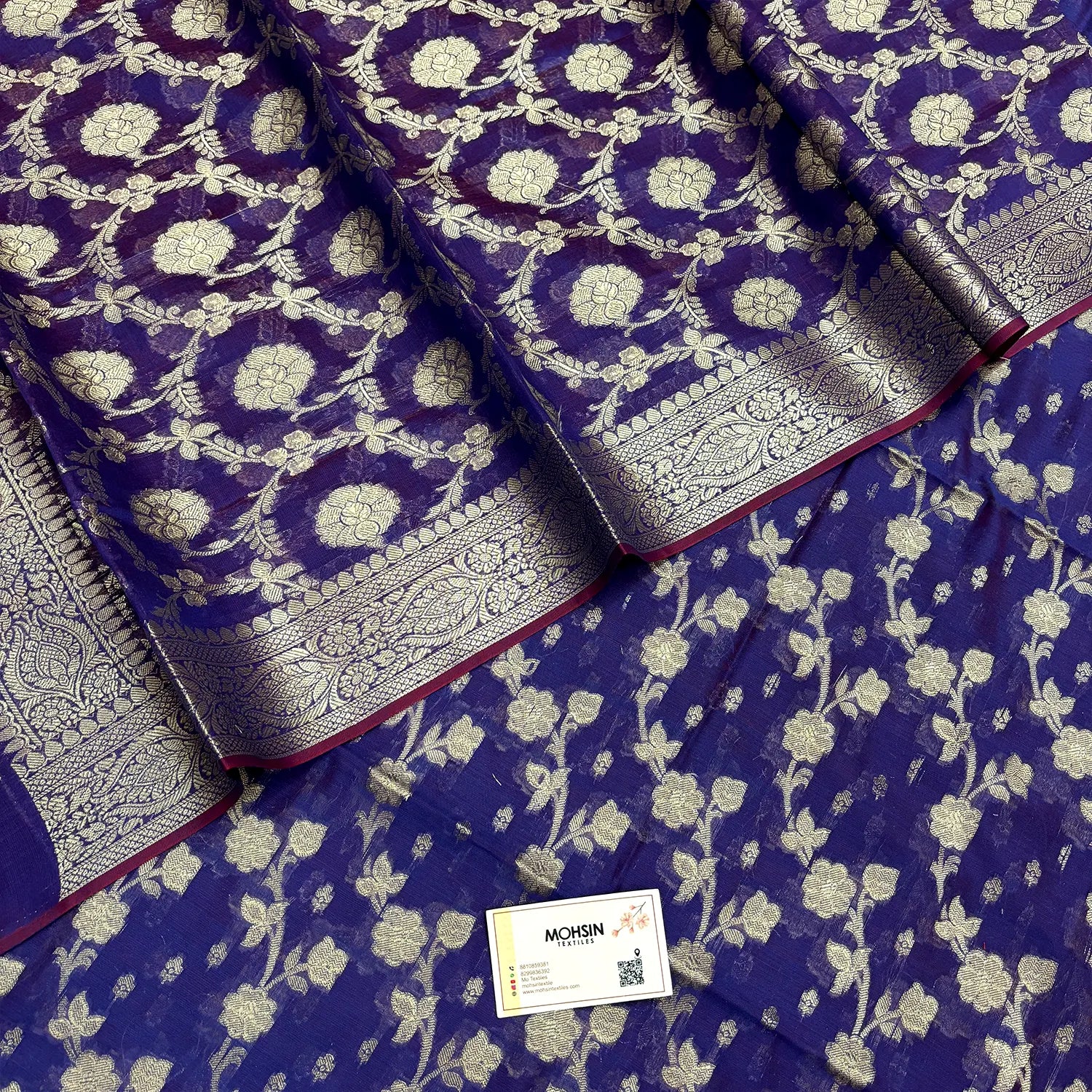 Royal Blue Dracula Jaal Banarasi Silk Suit