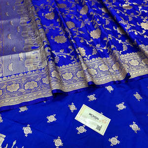 Royal Blue Ganga Ghat Katan Silk Banarasi Suit
