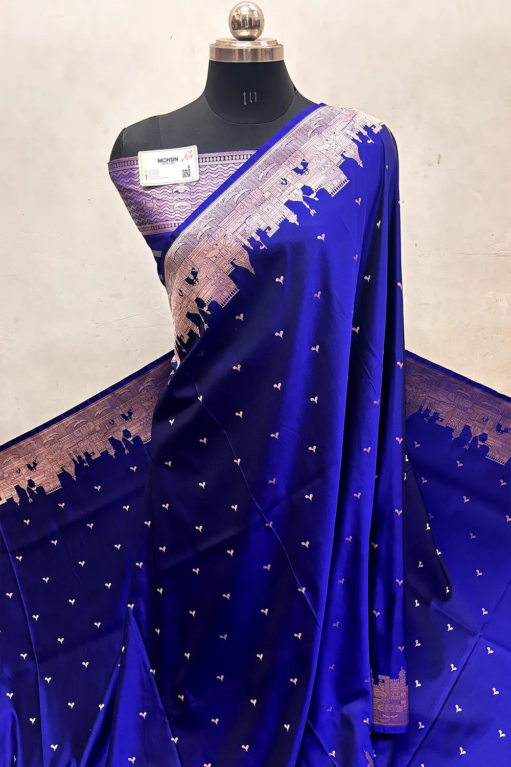 Royal Blue Garhwa Ghat Katan Silk Banarasi Saree