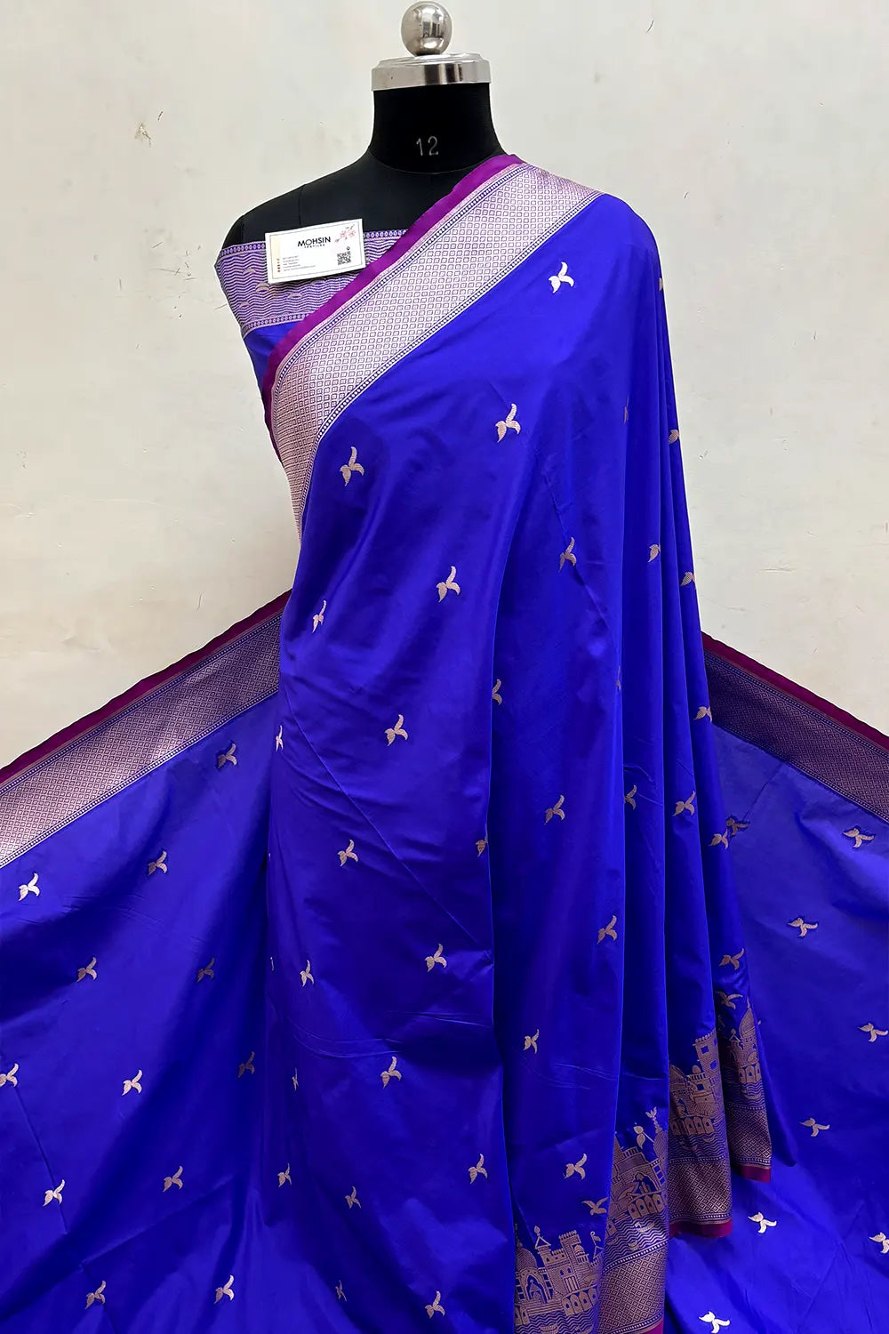 Royal Blue Ghat Katan Silk Banarasi Saree