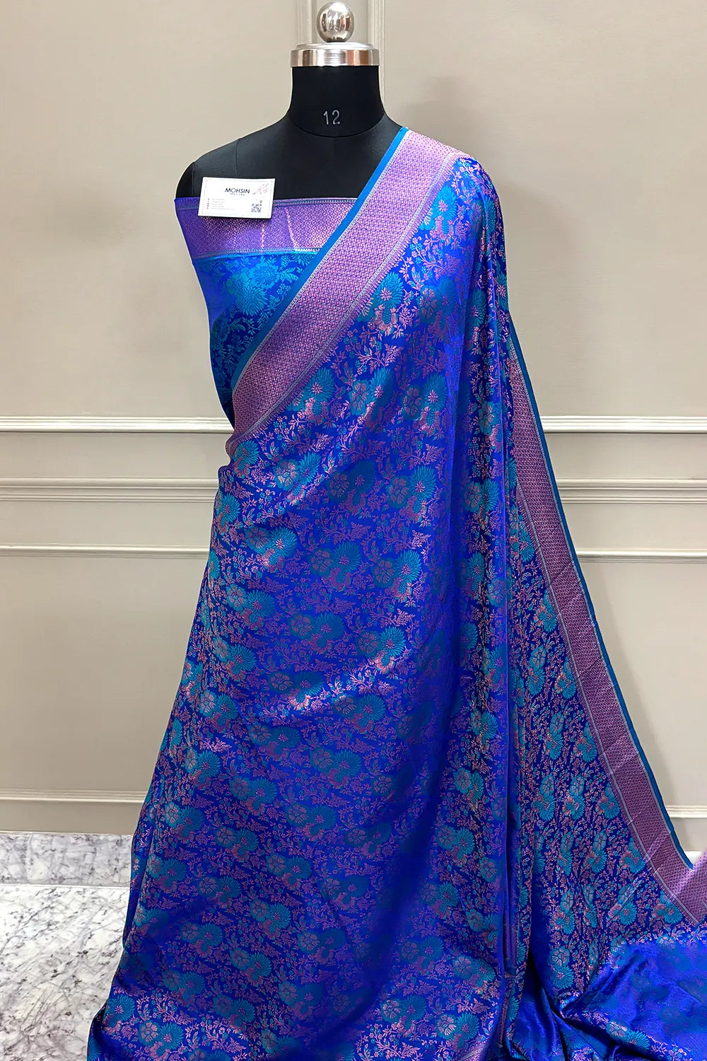 Royal Blue Jamdani Banarasi Silk Saree