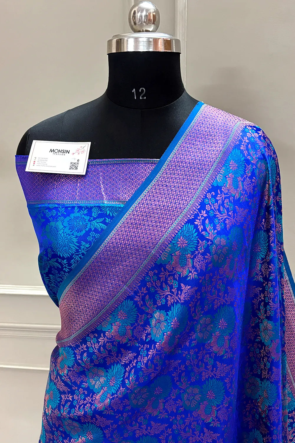 Royal Blue Jamdani Banarasi Silk Saree