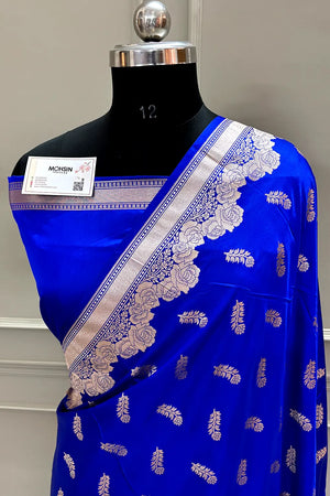 Royal Blue Kanak Buti Katan Silk Banarasi Saree