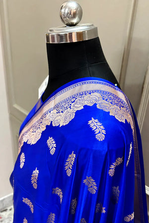 Royal Blue Kanak Buti Katan Silk Banarasi Saree