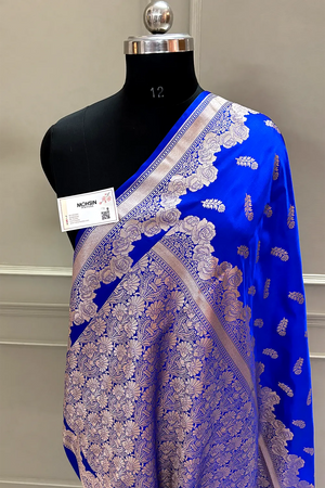 Royal Blue Kanak Buti Katan Silk Banarasi Saree