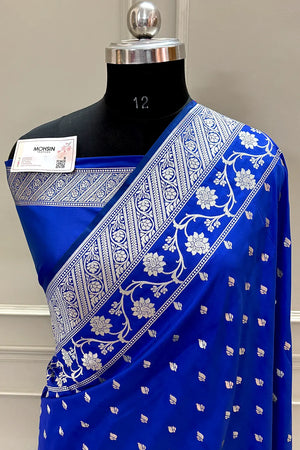 Royal Blue Mahinki Buti Katan Silk Banarasi Saree