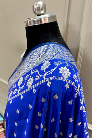 Royal Blue Mahinki Buti Katan Silk Banarasi Saree