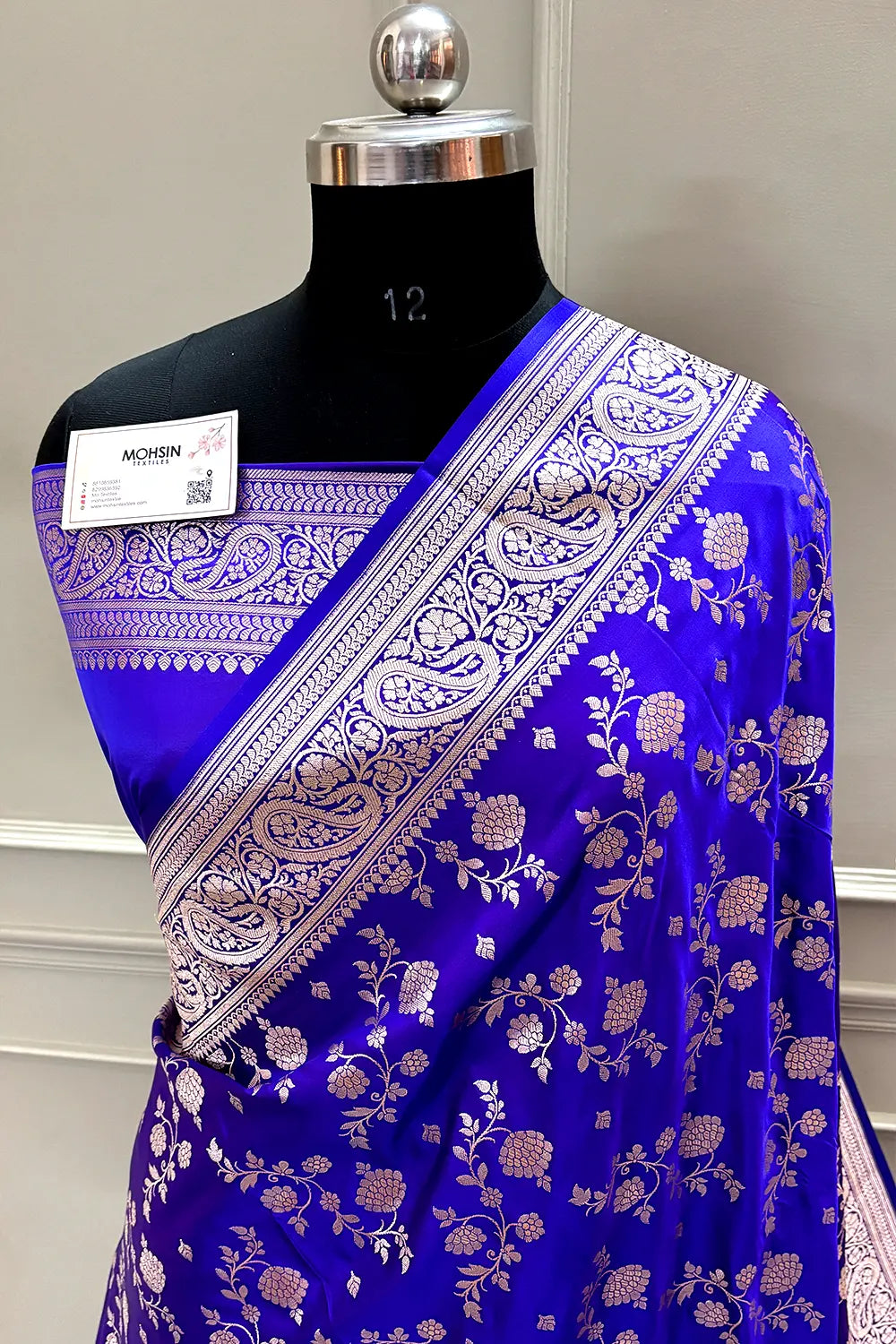 Royal Blue Nafis Jaal Katan Silk Banarasi Saree