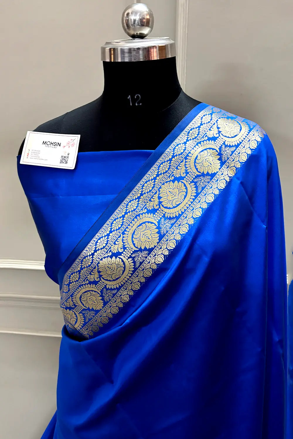 Royal Blue Plain Semi Katan Silk Banarasi Saree
