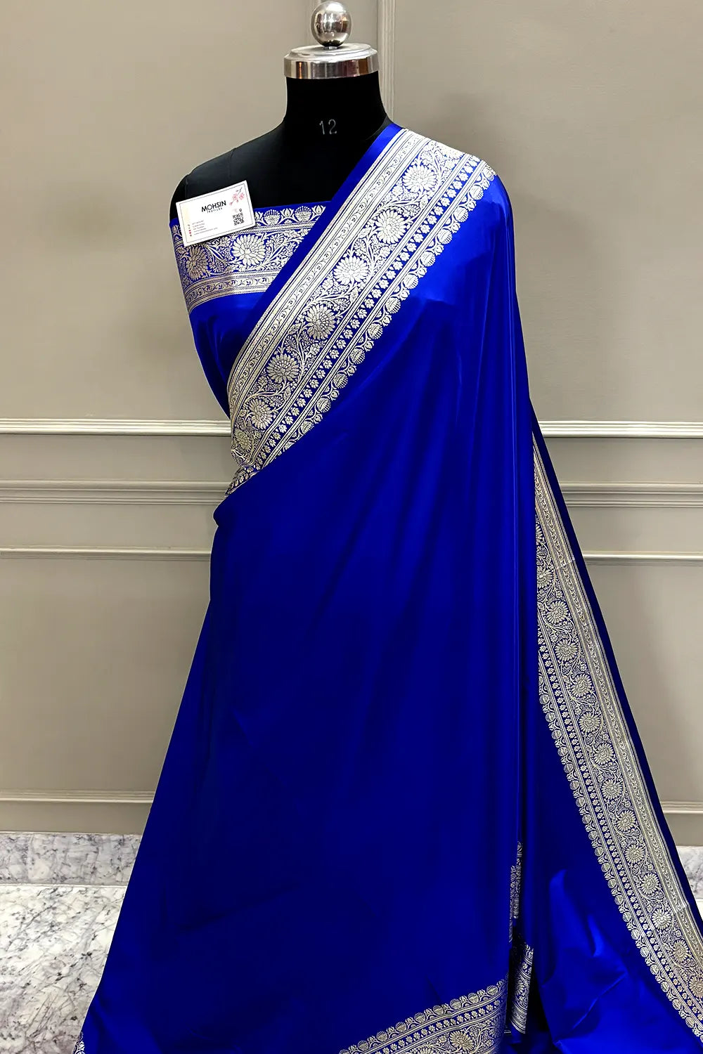 Royal Blue Plain Zari Katan Silk Banarasi Saree